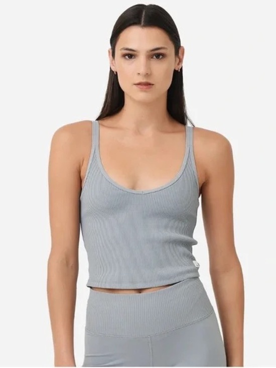 Vuori Tops - Vuori Women’s Rib Crop Tank - Light Cloud Medium
